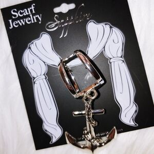 Sapphire Scarf Jewelry Silvertone Anchor Nautical